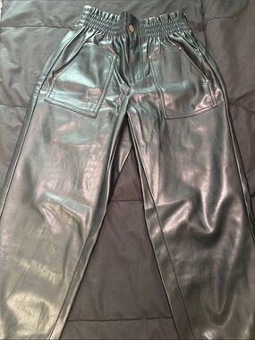 Forever 21 Black Faux Leather High-Waist Jogger Pants